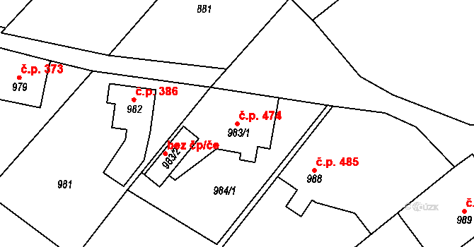 Kluč 474, Habartov na parcele st. 983/1 v KÚ Habartov, Katastrální mapa