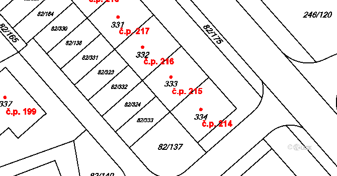 Zdiměřice 215, Jesenice na parcele st. 333 v KÚ Zdiměřice u Prahy, Katastrální mapa