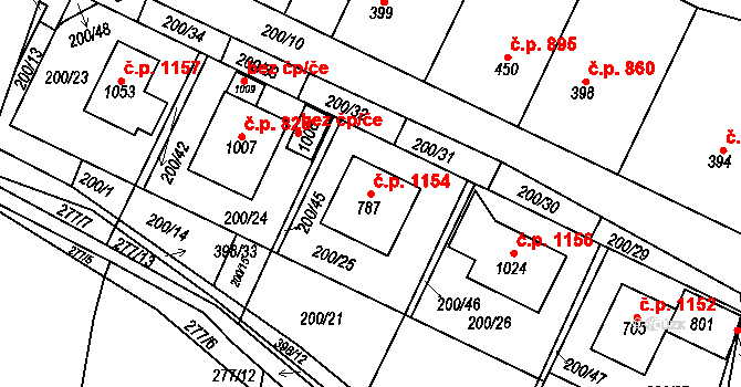 Kralupy nad Vltavou 1154 na parcele st. 787 v KÚ Lobeč, Katastrální mapa