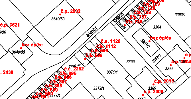 Znojmo 1112 na parcele st. 3371/2 v KÚ Znojmo-město, Katastrální mapa