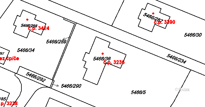 Přerov I-Město 3236, Přerov na parcele st. 5466/36 v KÚ Přerov, Katastrální mapa
