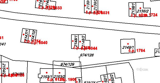 Zlín 6044 na parcele st. 2148/2 v KÚ Zlín, Katastrální mapa