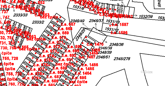 Pelhřimov 1469 na parcele st. 2348/25 v KÚ Pelhřimov, Katastrální mapa