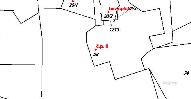 Vrchotice 6, Sedlec-Prčice na parcele st. 29 v KÚ Vrchotice, Katastrální mapa