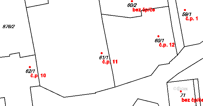 Nuzov 11, Paseky na parcele st. 61/1 v KÚ Paseky u Písku, Katastrální mapa