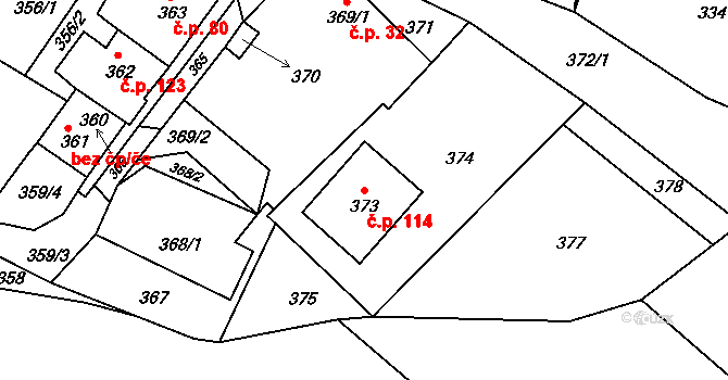 Domanín 114, Bystřice nad Pernštejnem na parcele st. 373 v KÚ Domanín u Bystřice nad Pernštejnem, Katastrální mapa