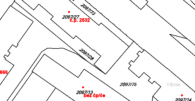 České Budějovice 3 2532, České Budějovice na parcele st. 2097/27 v KÚ České Budějovice 3, Katastrální mapa