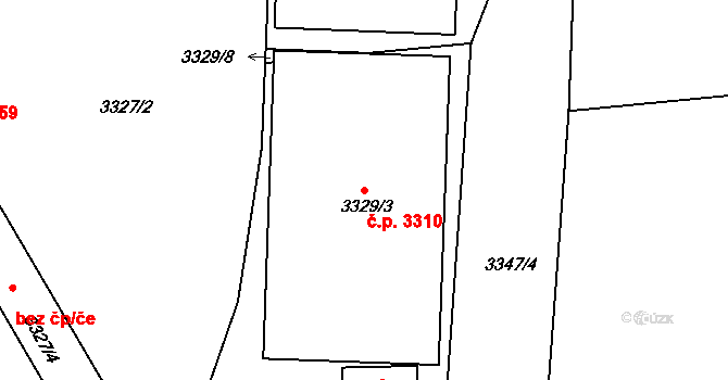 Kročehlavy 3310, Kladno na parcele st. 3329/3 v KÚ Kročehlavy, Katastrální mapa