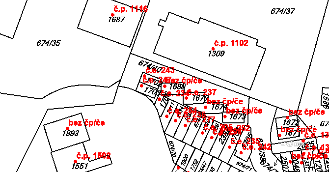 Rosice 39839192 na parcele st. 1680 v KÚ Rosice u Brna, Katastrální mapa