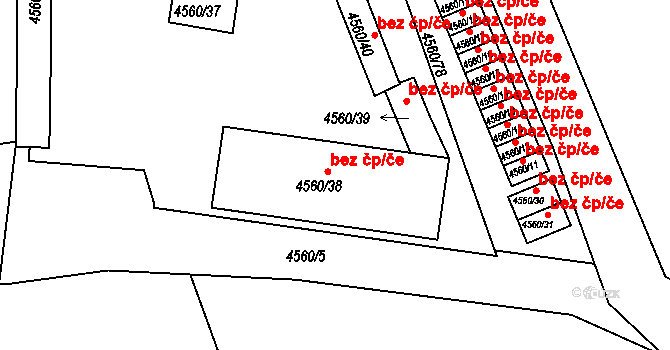 Teplice 41794192 na parcele st. 4560/38 v KÚ Teplice, Katastrální mapa