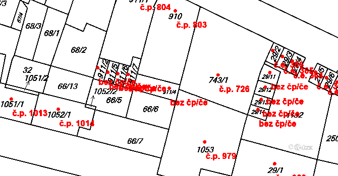 Kyjov 42905192 na parcele st. 911/4 v KÚ Kyjov, Katastrální mapa