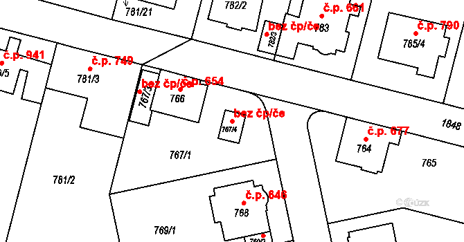 Opava 43501192 na parcele st. 767/4 v KÚ Kylešovice, Katastrální mapa