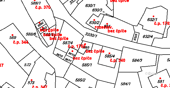 Mikulov 47094192 na parcele st. 585/3 v KÚ Mikulov na Moravě, Katastrální mapa