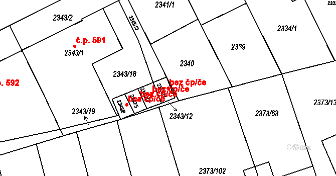 Opava 48101192 na parcele st. 2343/11 v KÚ Opava-Předměstí, Katastrální mapa
