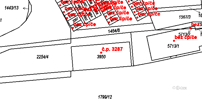 Šumperk 3287 na parcele st. 3950 v KÚ Šumperk, Katastrální mapa