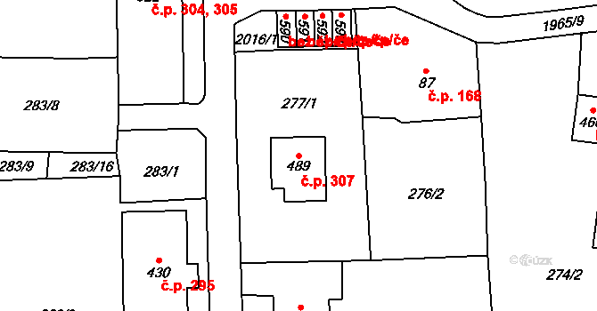 Svratouch 307 na parcele st. 489 v KÚ Svratouch, Katastrální mapa