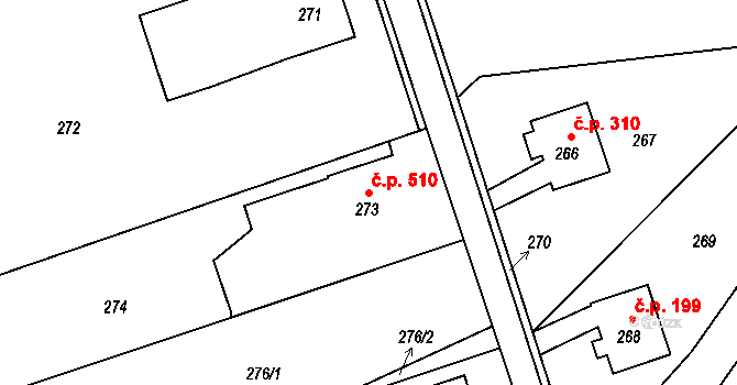 Rapotín 510 na parcele st. 273 v KÚ Rapotín, Katastrální mapa