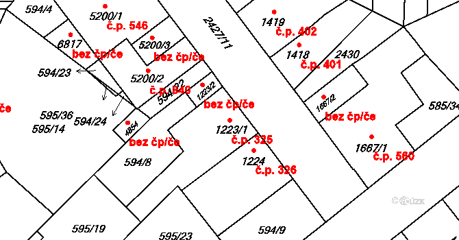 Beroun-Závodí 325, Beroun na parcele st. 1223/1 v KÚ Beroun, Katastrální mapa