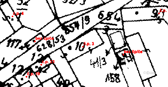 Jemníky 3 na parcele st. 10 v KÚ Jemníky, Katastrální mapa