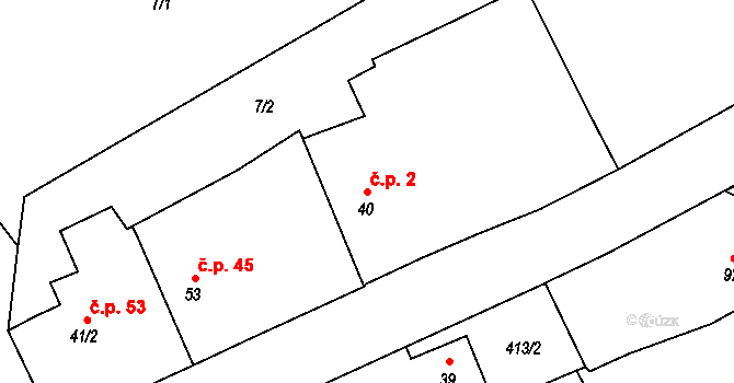 Mokrouše 2 na parcele st. 40 v KÚ Mokrouše, Katastrální mapa