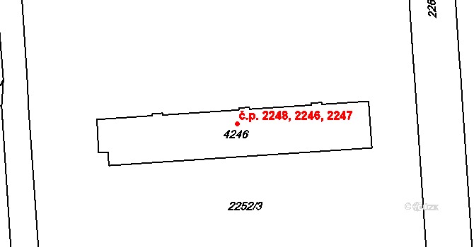 Zelené Předměstí 2246,2247,2248, Pardubice na parcele st. 4246 v KÚ Pardubice, Katastrální mapa
