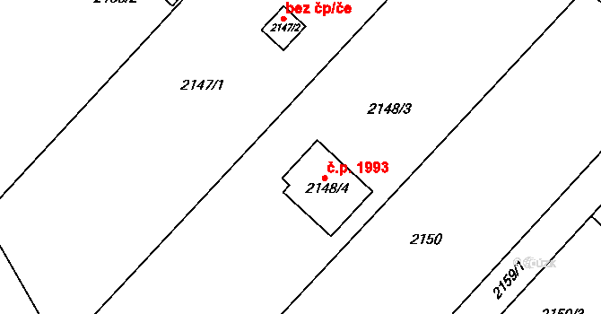 Trnovany 1993, Teplice na parcele st. 2148/4 v KÚ Teplice-Trnovany, Katastrální mapa