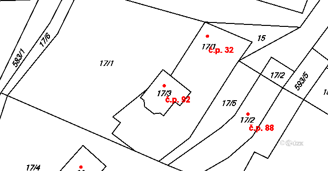 Libivá 92, Mohelnice na parcele st. 17/3 v KÚ Libivá, Katastrální mapa