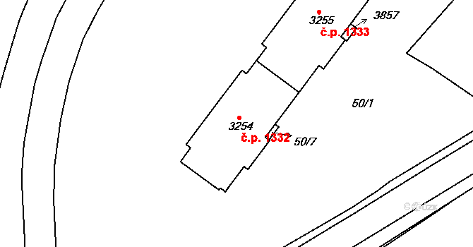 Humpolec 1332 na parcele st. 3254 v KÚ Humpolec, Katastrální mapa