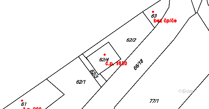 Hořovice 1630 na parcele st. 62/4 v KÚ Velká Víska, Katastrální mapa