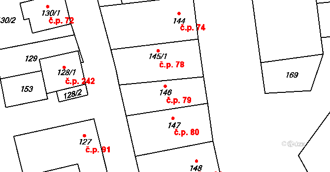 Habry 79 na parcele st. 146 v KÚ Habry, Katastrální mapa