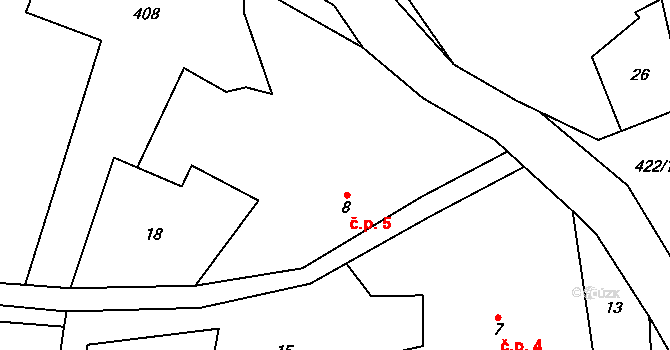 Mikulášov 5, Herálec na parcele st. 8 v KÚ Mikulášov, Katastrální mapa