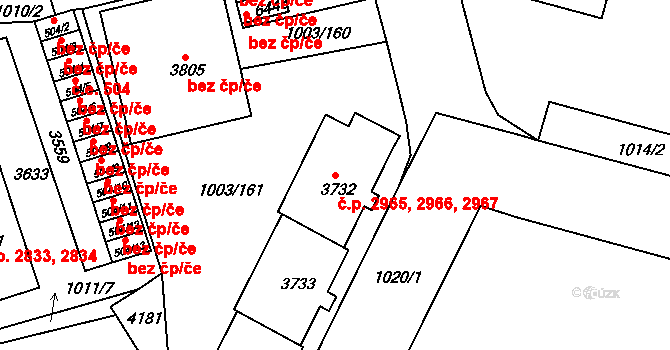 Havlíčkův Brod 2965,2966,2967 na parcele st. 3732 v KÚ Havlíčkův Brod, Katastrální mapa