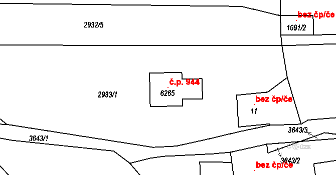 Pihovice 944, Klatovy na parcele st. 6265 v KÚ Klatovy, Katastrální mapa