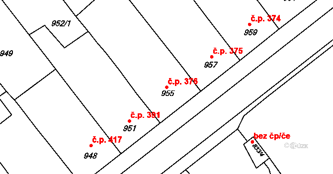 Šitbořice 376 na parcele st. 955 v KÚ Šitbořice, Katastrální mapa