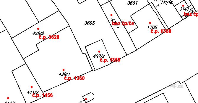 Kroměříž 1359 na parcele st. 437/2 v KÚ Kroměříž, Katastrální mapa