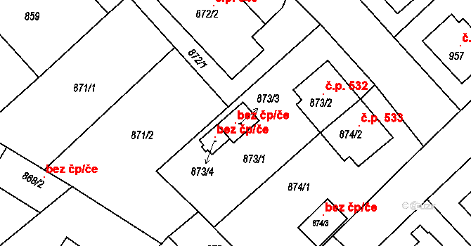 Měřín 104988193 na parcele st. 873/3 v KÚ Měřín, Katastrální mapa