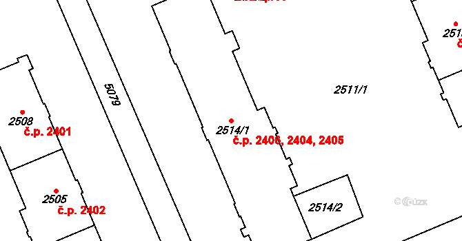 Přerov I-Město 2404,2405,2406, Přerov na parcele st. 2514/1 v KÚ Přerov, Katastrální mapa