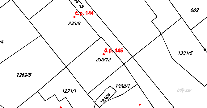 Dolní Maxov 145, Josefův Důl na parcele st. 233/12 v KÚ Dolní Maxov, Katastrální mapa