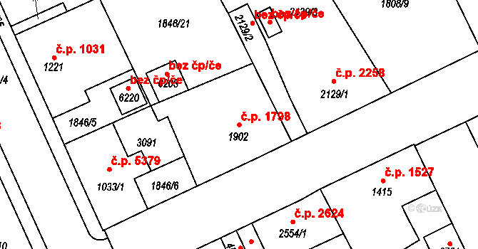 Jablonec nad Nisou 1798 na parcele st. 1902 v KÚ Jablonec nad Nisou, Katastrální mapa