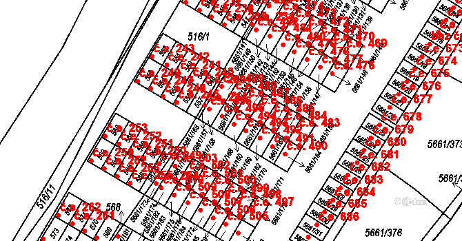 Jihlava 494 na parcele st. 5661/160 v KÚ Jihlava, Katastrální mapa