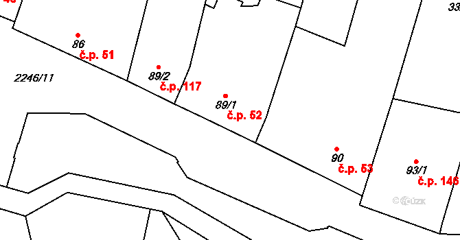 Troubky 52, Troubky-Zdislavice na parcele st. 89/1 v KÚ Troubky, Katastrální mapa