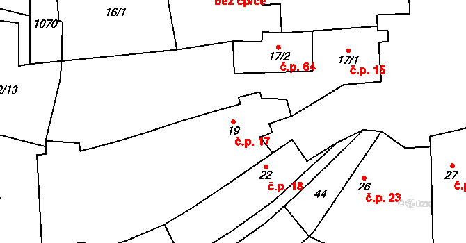 Trpísty 17 na parcele st. 19 v KÚ Trpísty, Katastrální mapa