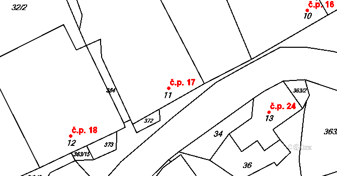 Blažov 17, Bouzov na parcele st. 11 v KÚ Blažov, Katastrální mapa