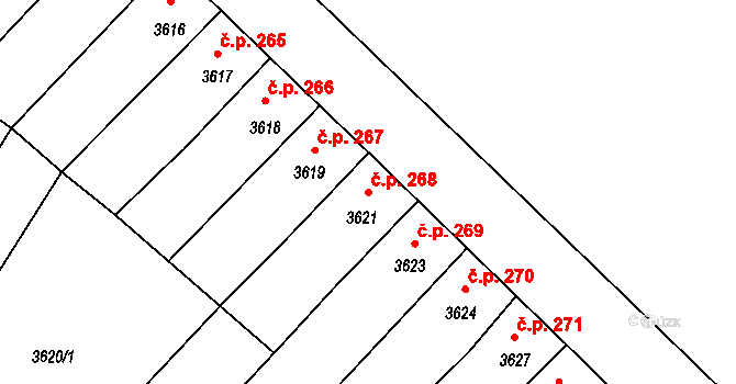 Mimoň I 268, Mimoň na parcele st. 3621 v KÚ Mimoň, Katastrální mapa