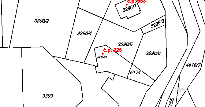 Karolinka 225 na parcele st. 3297/1 v KÚ Karolinka, Katastrální mapa