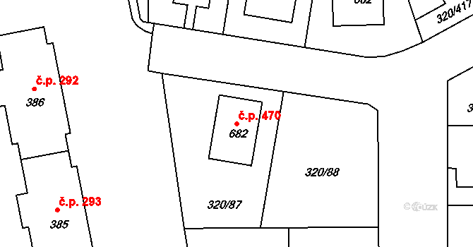 Přední Ptákovice 470, Strakonice na parcele st. 682 v KÚ Přední Ptákovice, Katastrální mapa