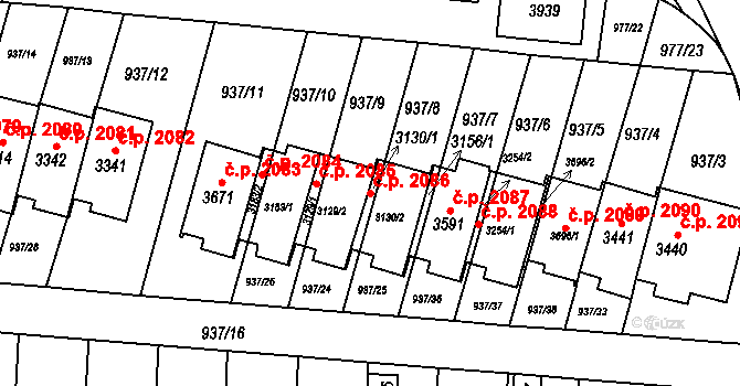 Předměstí 2086, Svitavy na parcele st. 3130/2 v KÚ Svitavy-předměstí, Katastrální mapa