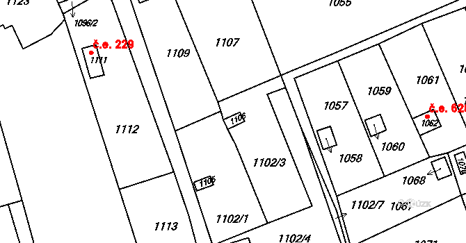 Pisárky 206, Brno na parcele st. 1106 v KÚ Pisárky, Katastrální mapa