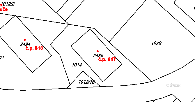 Slatina 817, Brno na parcele st. 2435 v KÚ Slatina, Katastrální mapa