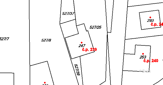 Kotvrdovice 239 na parcele st. 247 v KÚ Kotvrdovice, Katastrální mapa